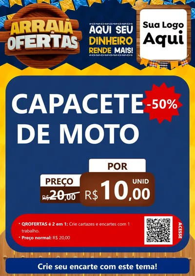 Modelo de Cartaz para Cartaz A4 Vertical com o tema Arraiá de Ofertas - Junina para Moto peças