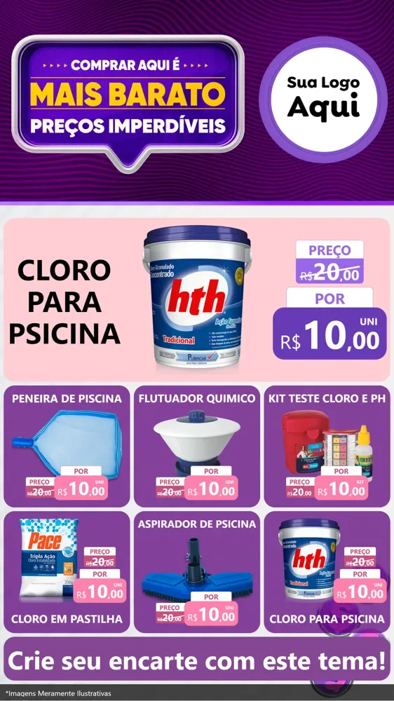 Modelo de Rede Social para Stories com o tema Mais Barato para Produtos para Piscina