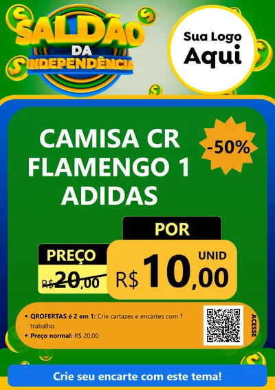 Modelo de Cartaz para Cartaz A4 Vertical com o tema Saldão da Indepêndencia para Roupas e acessórios