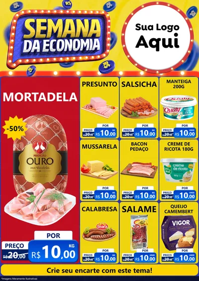 Modelo de Encarte para Encarte A4 Vertical com o tema Semana da Economia para Frios e Laticínios