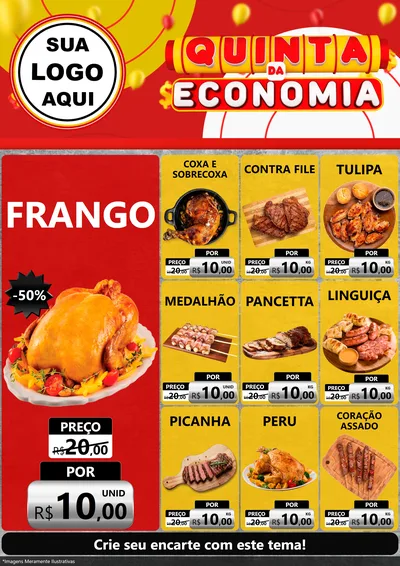 Modelo de Encarte para Encarte A4 Vertical com o tema Quinta da Economia para Assados