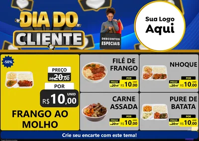 Modelo de Encarte para Encarte A4 Horizontal com o tema Dia Do Cliente para Restaurante