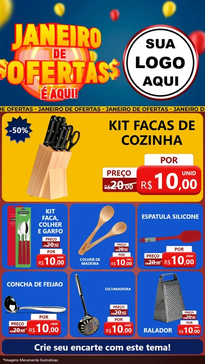 Modelo de Rede Social para Stories com o tema Janeiro de Ofertas É Aqui! para Utilidades Domésticas