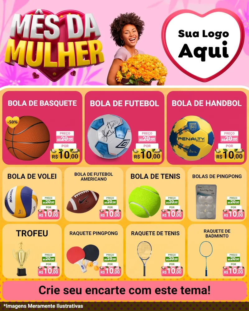 Modelo de Rede Social para Feed Instagram com o tema Mês da Mulher para Artigos Esportivos