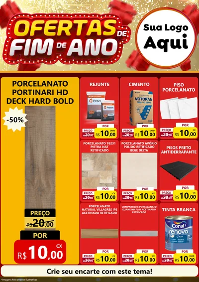 Modelo de Encarte para Encarte A4 Vertical com o tema Ofertas de Fim de Ano para Pisos e revestimentos