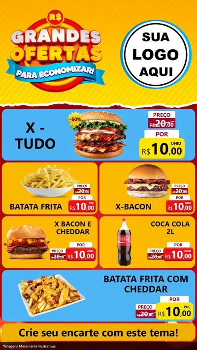 Modelo de TV para TV Vertical com o tema Grandes Ofertas Para Economizar! para Hamburgueria
