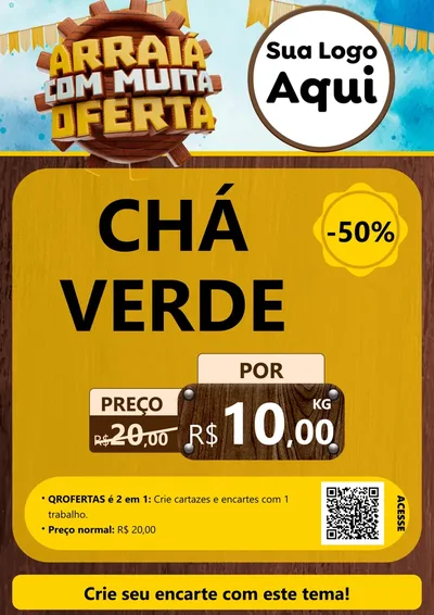 Modelo de Cartaz para Cartaz A4 Vertical com o tema Ofertas de São João - Junina para Produtos Naturais