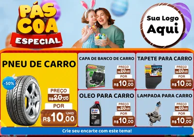 Modelo de Encarte para Encarte A4 Horizontal com o tema Páscoa Especial para Auto peças