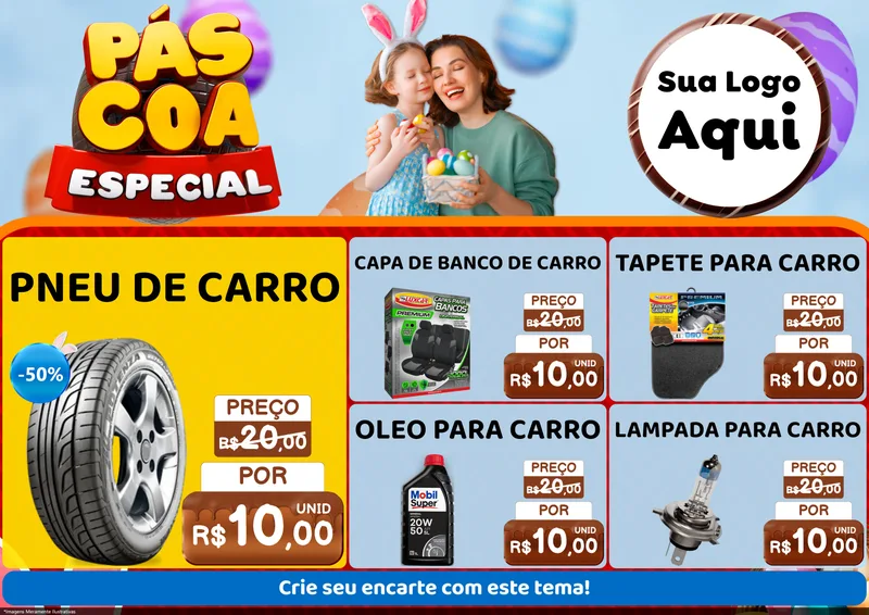 Modelo de Encarte para Encarte A4 Horizontal com o tema Páscoa Especial para Auto peças