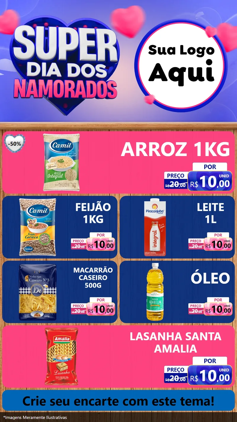 Modelo de TV para TV Vertical com o tema Super Dia dos Namorados para Supermercado