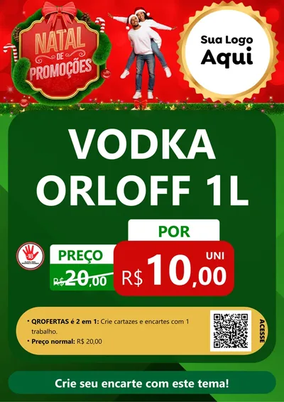 Modelo de Cartaz para Cartaz A4 Vertical com o tema Natal de Promoções para Distribuidora de bebidas