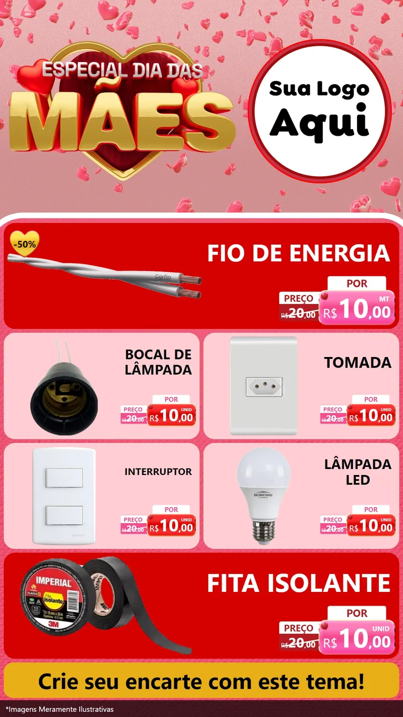 Modelo de TV para TV Vertical com o tema Especial Dia Das Mães para Materiais Elétricos