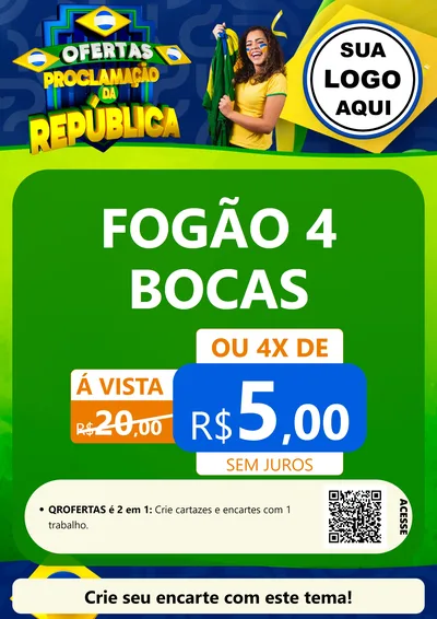 Modelo de Cartaz para Cartaz A4 Vertical com o tema Ofertas Proclamação da República para Móveis e Eletro