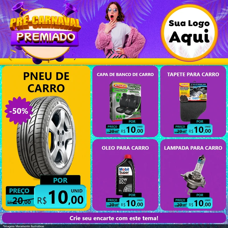 Modelo de Rede Social para Feed Facebook com o tema Pré-Carnaval Premiado para Auto peças