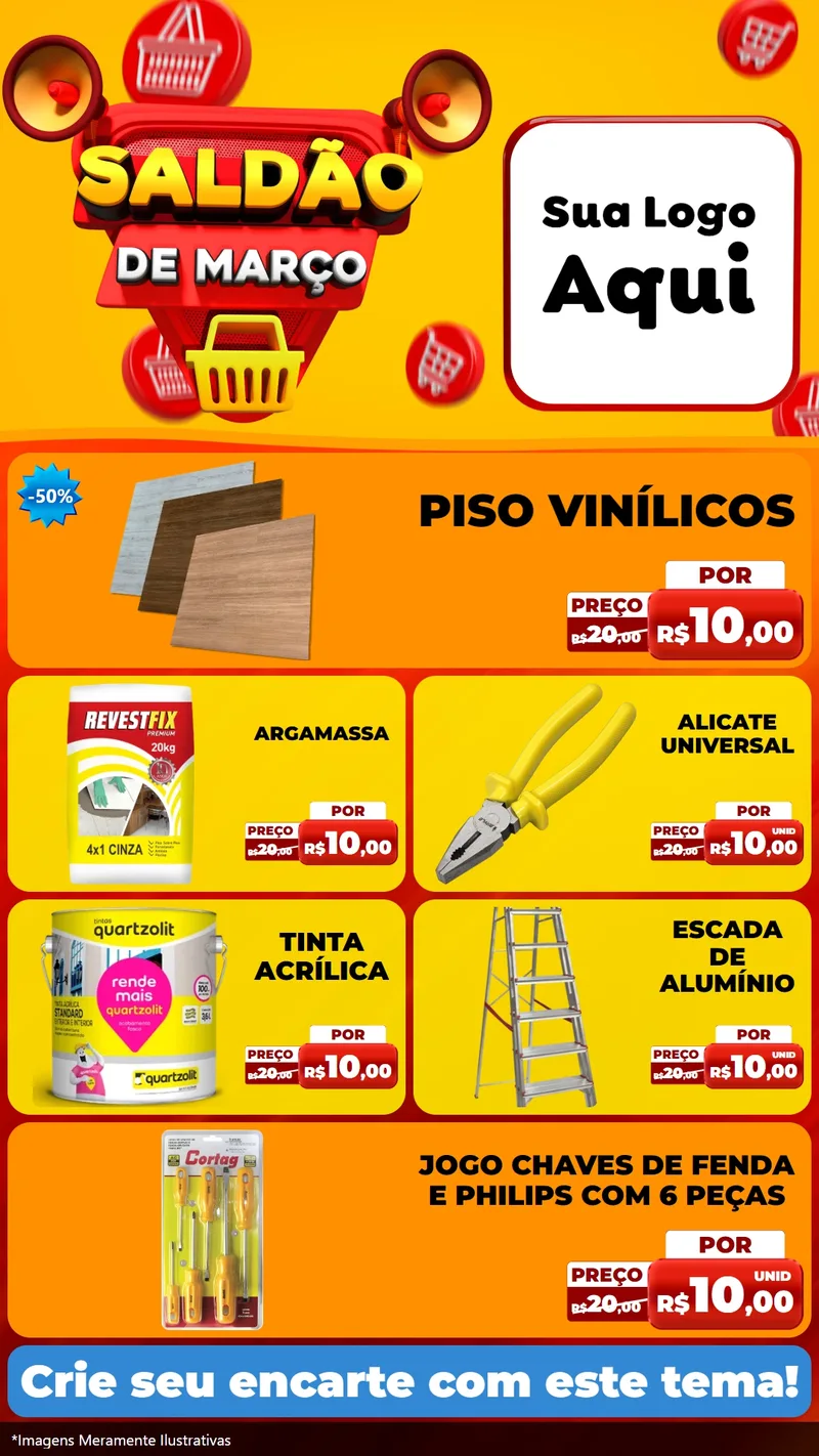 Modelo de TV para TV Vertical com o tema Saldão de Março para Material para Construção