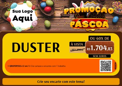 Modelo de Cartaz para Cartaz A4 Horizontal com o tema Promoção Páscoa para Concessionaria de Carros