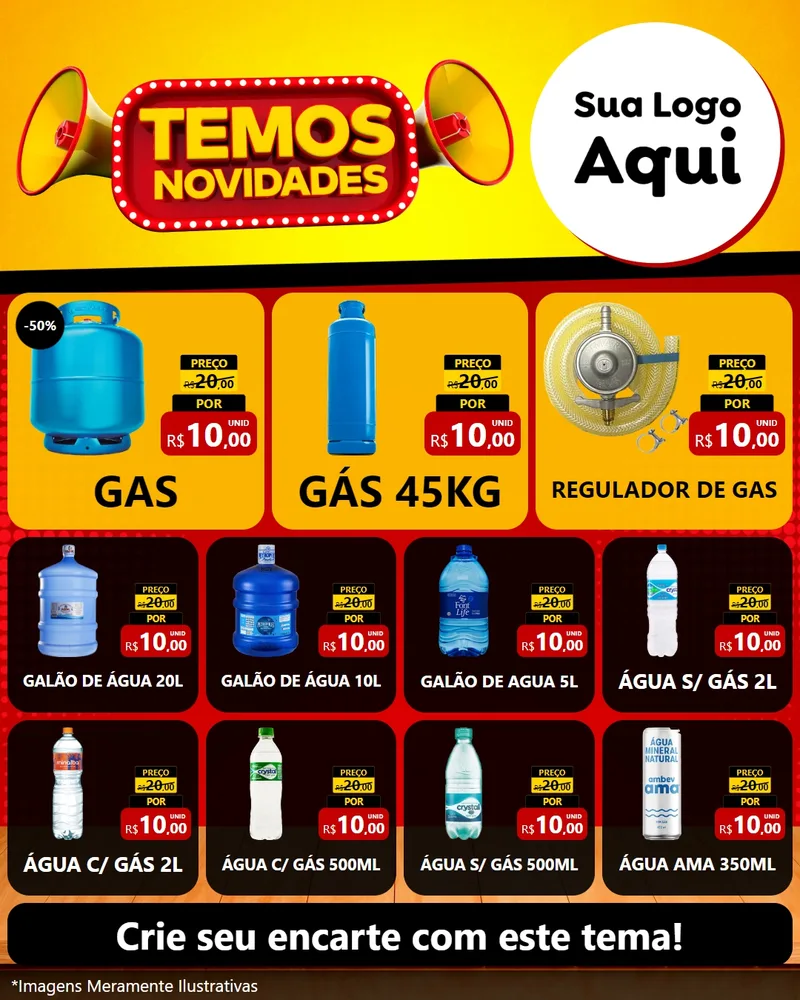 Modelo de Rede Social para Feed Instagram com o tema Temos Novidades para Água e gás