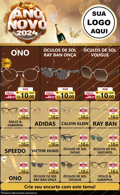 Modelo de Encarte para Encarte Grande com o tema Feliz Ano Novo 2027 para Óticas