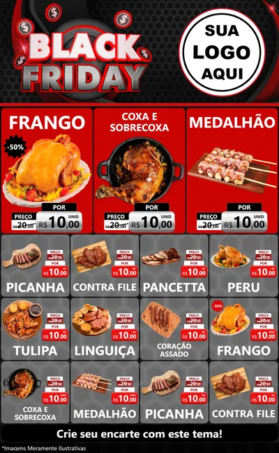 Modelo de Encarte para Encarte Grande com o tema Black Friday para Assados