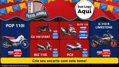 Modelo de TV para TV Horizontal com o tema Festa Junina para Concessionaria de Motos