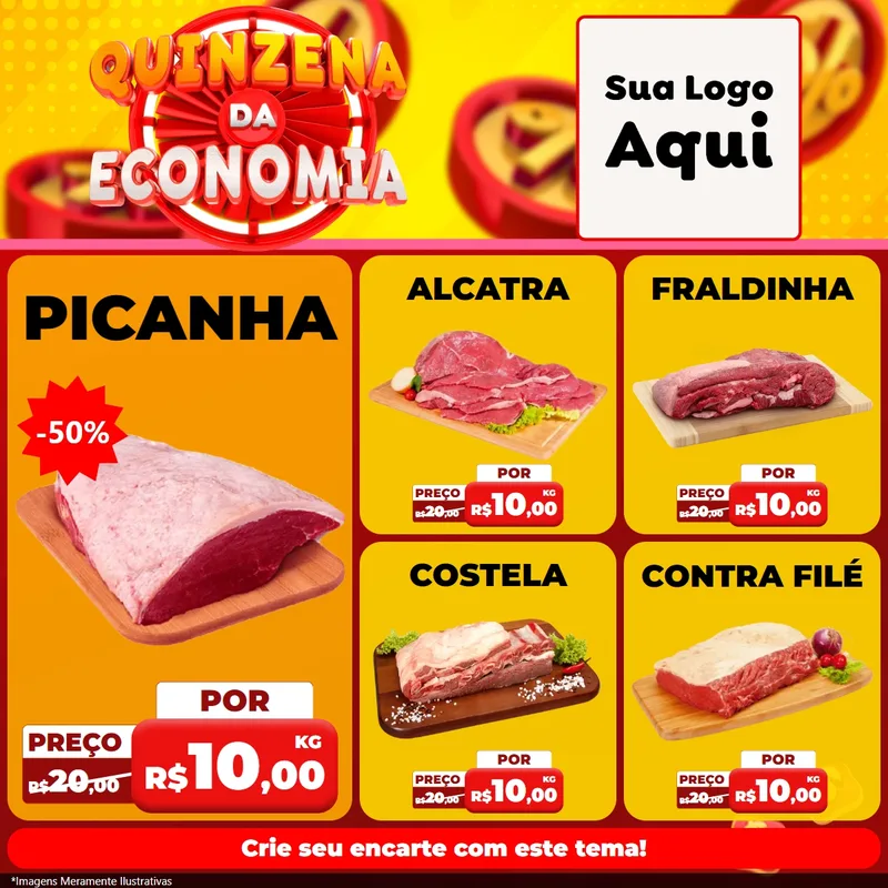 Modelo de Rede Social para Feed Facebook com o tema Quinzena Da Economia para Açougue