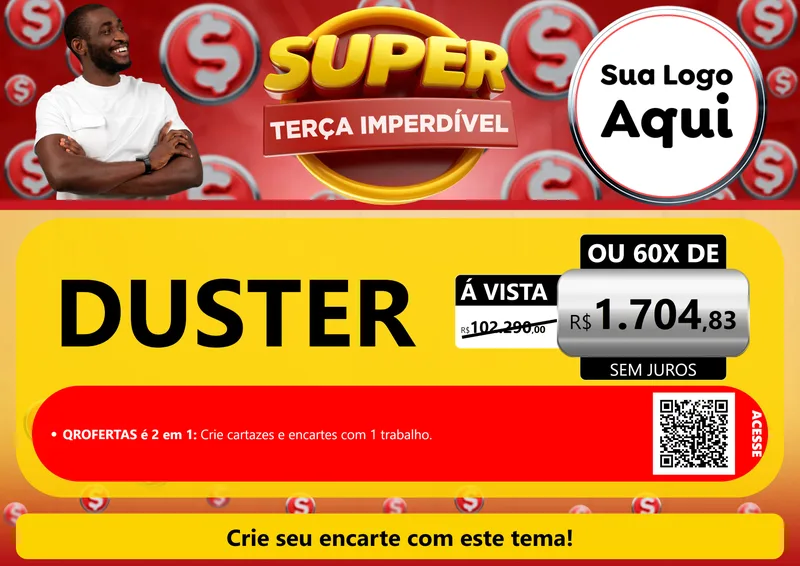 Modelo de Cartaz para Cartaz A4 Horizontal com o tema Super Terça Imperdível para Concessionaria de Carros