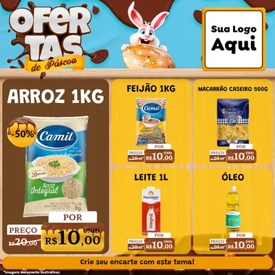 Modelo de Rede Social para Feed Facebook com o tema Ofertas de Páscoa para Supermercado
