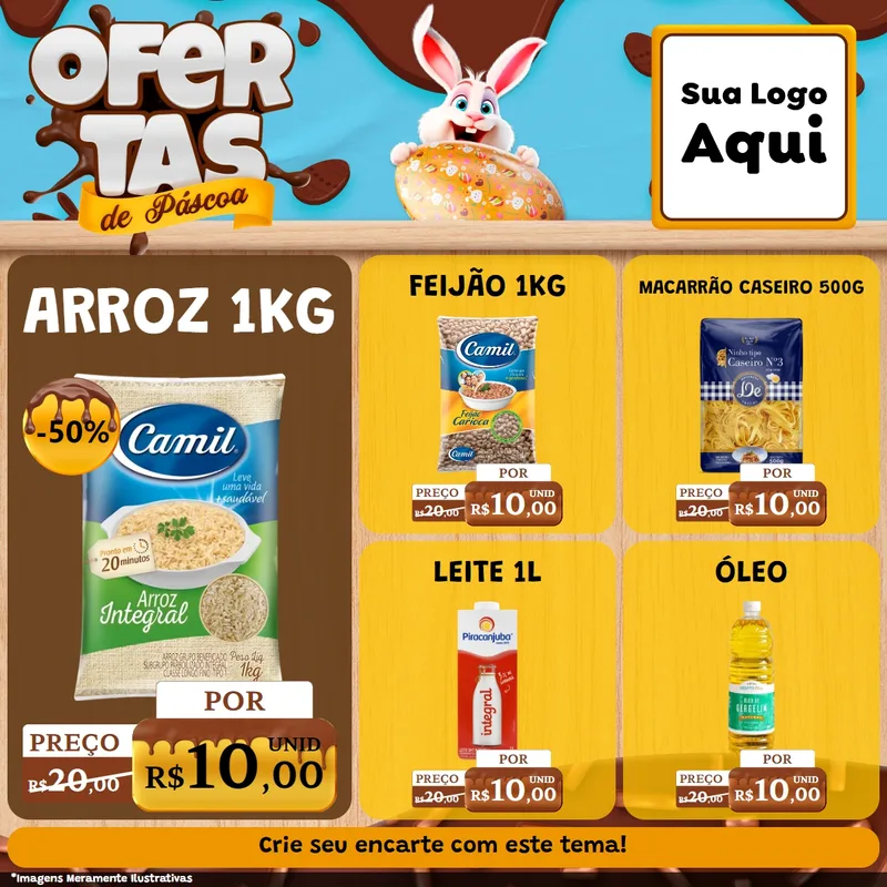 Modelo de Rede Social para Feed Facebook com o tema Ofertas de Páscoa para Supermercado