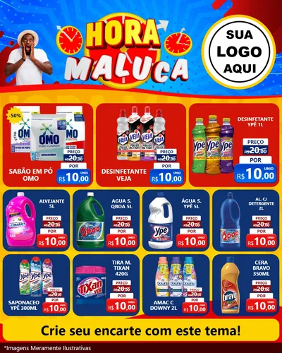 Modelo de Rede Social para Feed Instagram com o tema Hora Maluca para Produtos de Limpeza