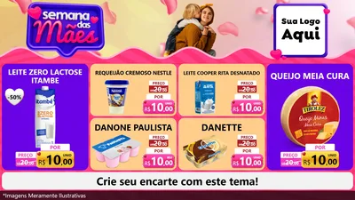 Modelo de TV para TV Horizontal com o tema Semana das Mães para Frios e Laticínios