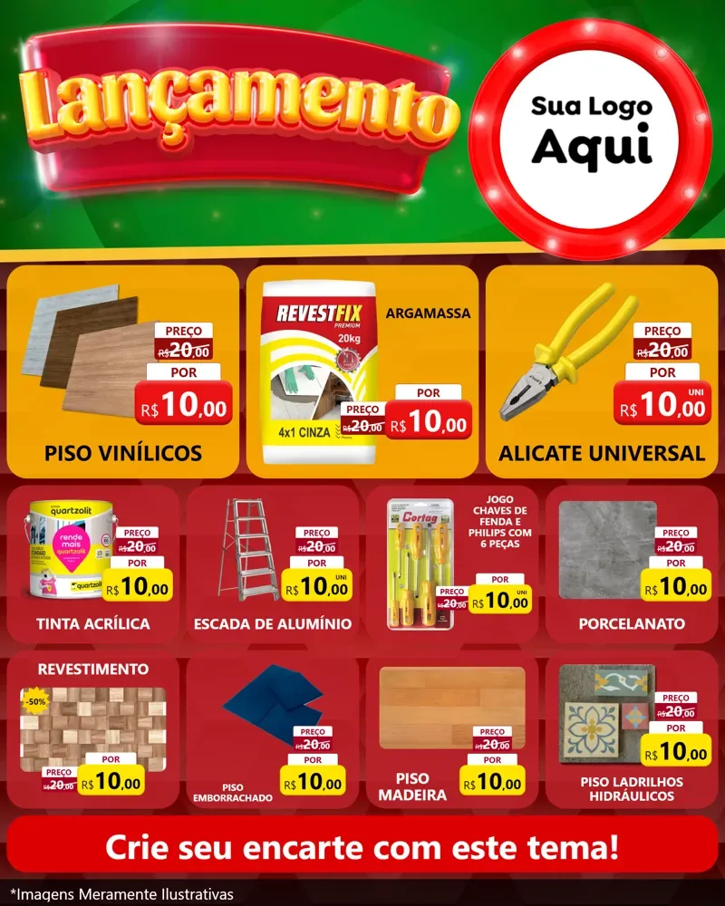 Modelo de Rede Social para Feed Instagram com o tema Lançamento para Material para Construção