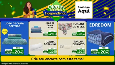 Modelo de TV para TV Horizontal com o tema Ofertas da Semana da Independência para Cama, Mesa e Banho