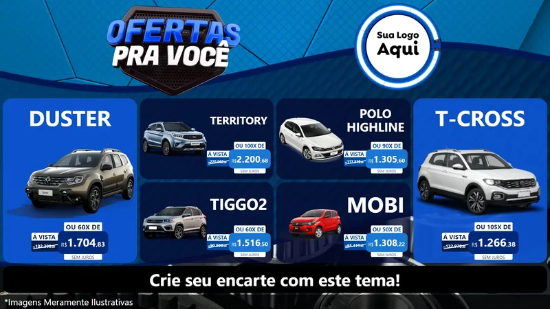 Modelo de TV para TV Horizontal com o tema Ofertas Para Você - Auto e Motopeças para Concessionaria de Carros