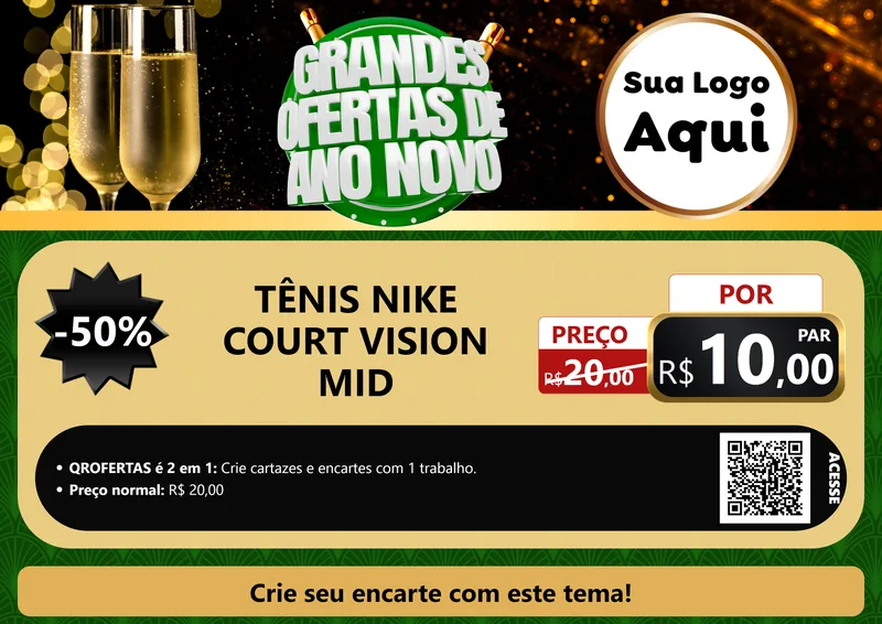 Modelo de Cartaz para Cartaz A4 Horizontal com o tema Grandes Ofertas de Ano Novo para Calçados