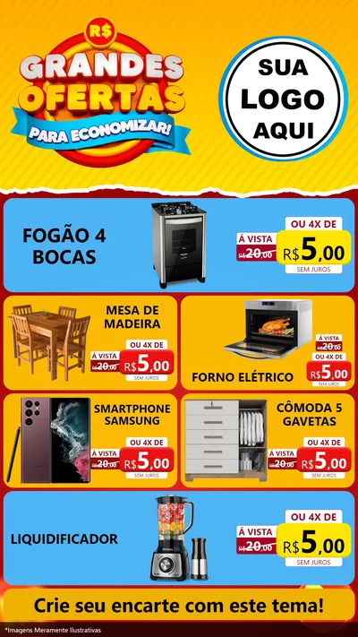 Modelo de TV para TV Vertical com o tema Grandes Ofertas Para Economizar! para Móveis e Eletro