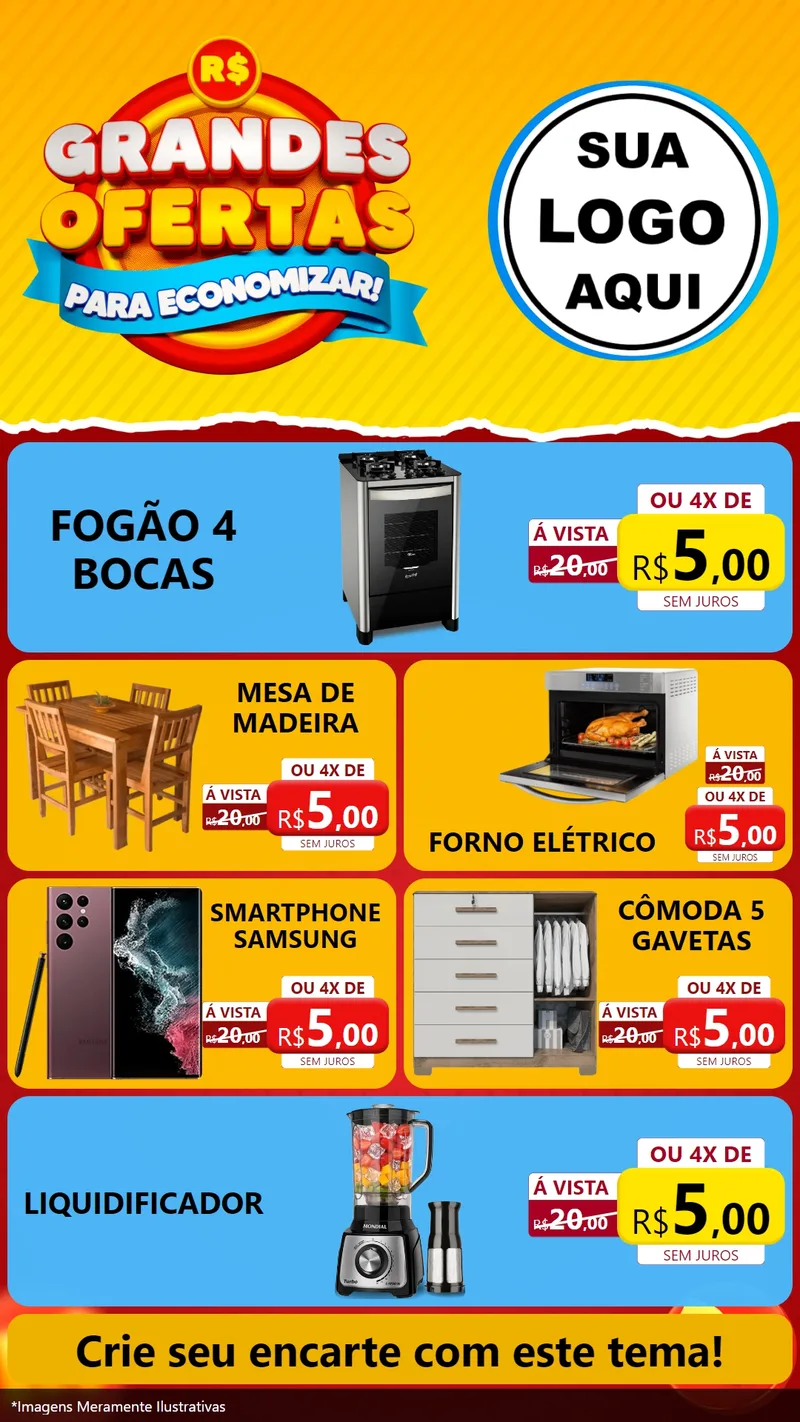 Modelo de TV para TV Vertical com o tema Grandes Ofertas Para Economizar! para Móveis e Eletro