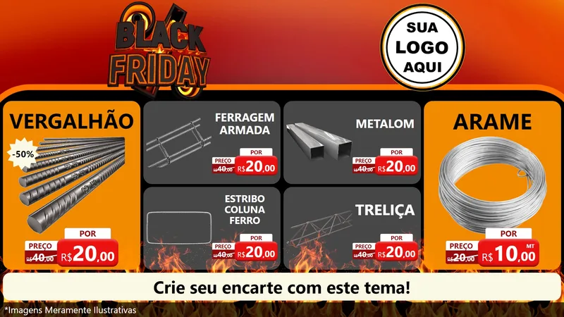 Modelo de TV para TV Horizontal com o tema Black Friday para Ferragens