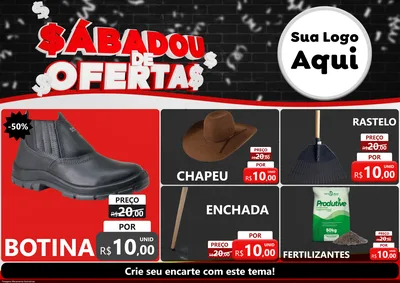 Modelo de Encarte para Encarte A4 Horizontal com o tema Sabadou de Ofertas para Agropecuária