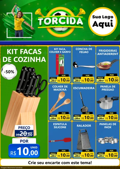 Modelo de Encarte para Encarte A4 Vertical com o tema Torcida para Utilidades Domésticas