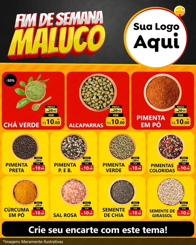 Modelo de Rede Social para Feed Instagram com o tema Final de Semana Maluco para Produtos Naturais