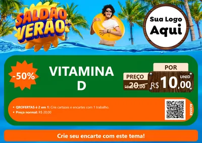 Modelo de Cartaz para Cartaz A4 Horizontal com o tema Saldão de Verão para Farmácia