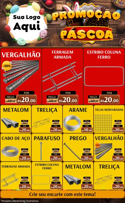 Modelo de Encarte para Encarte Grande com o tema Promoção Páscoa para Ferragens