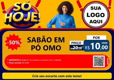 Modelo de Cartaz para Cartaz A4 Horizontal com o tema Só Hoje! para Produtos de Limpeza