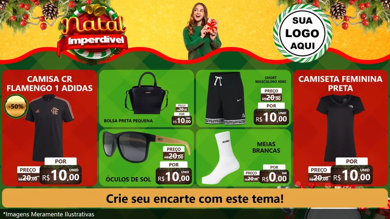 Modelo de TV para TV Horizontal com o tema Natal Imperdível para Roupas e acessórios