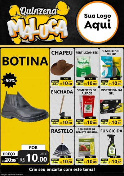 Modelo de Encarte para Encarte A4 Vertical com o tema Quinzena Maluca para Agropecuária