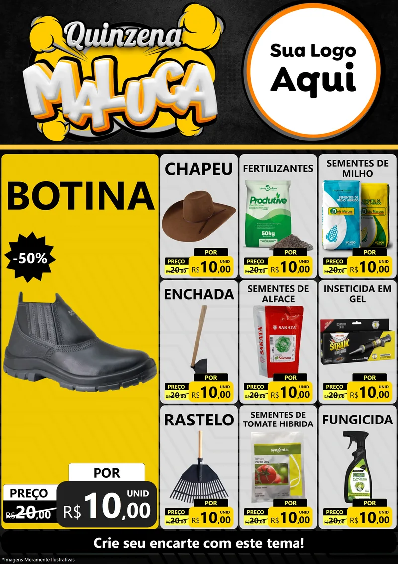 Modelo de Encarte para Encarte A4 Vertical com o tema Quinzena Maluca para Agropecuária