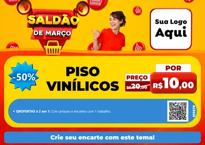 Modelo de Cartaz para Cartaz A4 Horizontal com o tema Saldão de Março para Material para Construção
