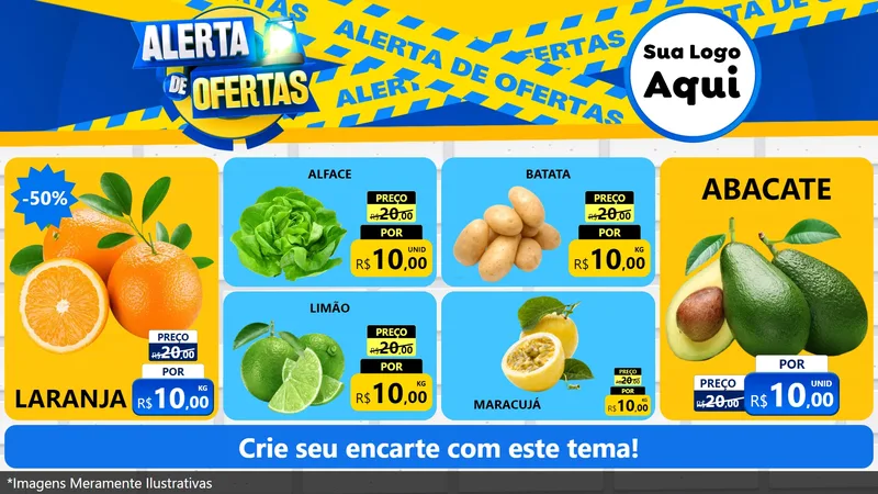 Modelo de TV para TV Horizontal com o tema Alerta de Ofertas para Hortifrúti