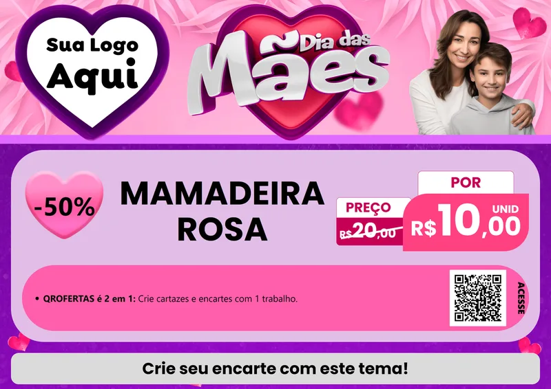 Modelo de Cartaz para Cartaz A4 Horizontal com o tema Dia das Mães para Bebês