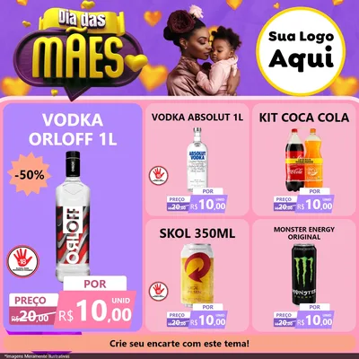 Modelo de Rede Social para Feed Facebook com o tema Dia das Mães para Distribuidora de bebidas